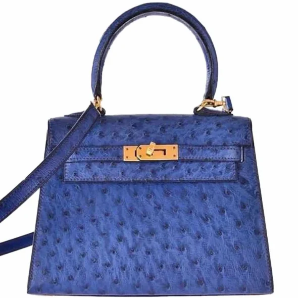 Best Hermès-Inspired Bags 2025 Kelly Mini 20 Blue Sapphire Ostrich GHW - Exotic Creations