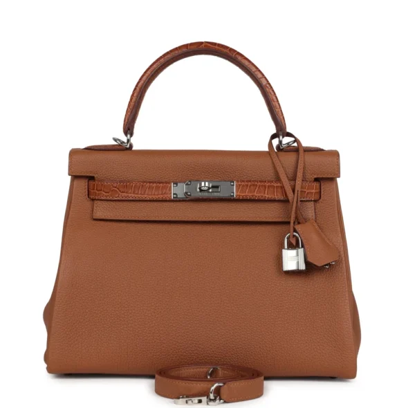 Best Hermès-Inspired Bags 2025 Kelly Retourne 28 Gold Touch Togo & Matte Prososus Crocodile PHW - Exotic Creations