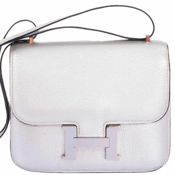 Best Replica Hermès Constance 18 Metallic Silver Chevre PHW - Exotic Creations