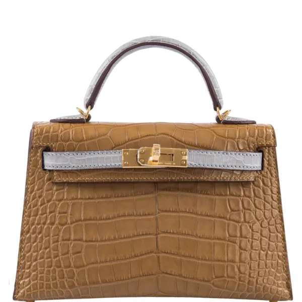 Best Replica Hermès HSS Mini Kelly 20 II Kraft & Gris Perle Alligator