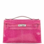 Best Replica Hermès JPG Kelly Pochette Fuschia Lizard Niloticus RHW - Exotic Creations