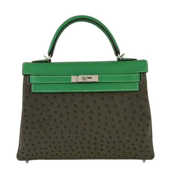 Best Replica Hermès Kelly 32 Tri-Color Ostrich PHW - Exotic Creations