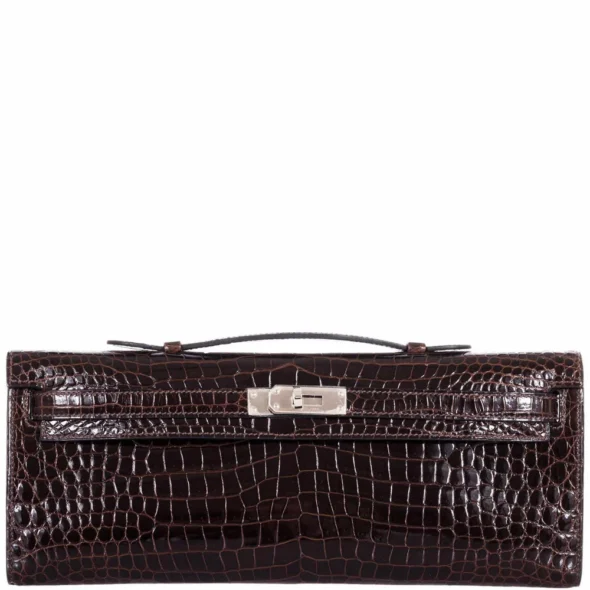 Best Replica Hermès Kelly Cut Cocoan Alligator & Porosus Crocodile PHW - Exotic Creations