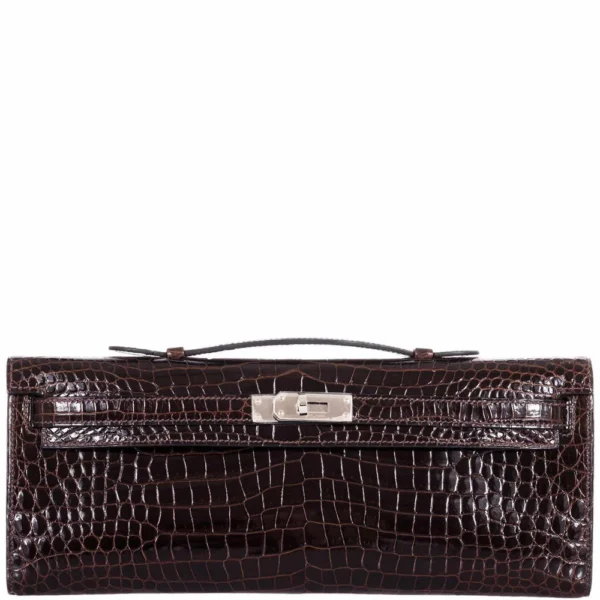 Best Replica Hermès Kelly Cut Cocoan Alligator & Porosus Crocodile PHW - Exotic Creations