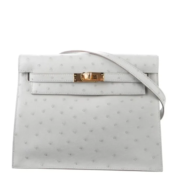 Best Replica Hermès Kelly Danse II Gris Perle Ostrich GHW - Exotic Creations