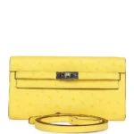 Best Replica Hermès Kelly To Go Wallet Jaune Citron Ostrich PHW - Exotic Creations