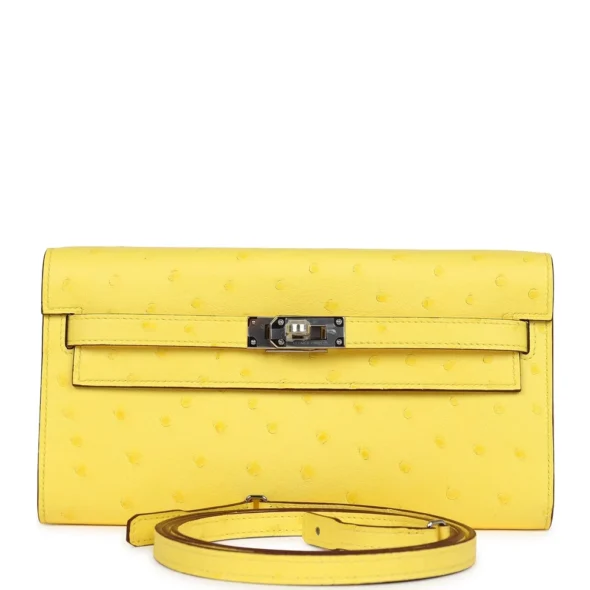 Best Replica Hermès Kelly To Go Wallet Jaune Citron Ostrich PHW - Exotic Creations