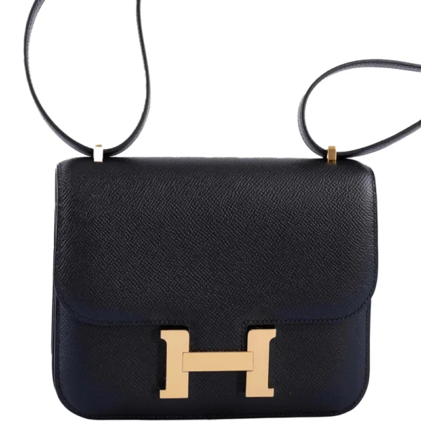 Best Replica Hermès Mini Constance 18 Black Epsom GHW - Exotic Creations Front