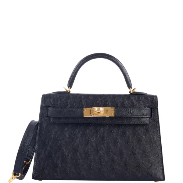 Best Replica Hermès Mini Kelly 20 II Black Ostrich GHW - Exotic Creations