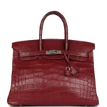 Best Replica Hermès Travel Birkin 35 Rouge H Niloticus Crocodile Brushed PHW - Exotic Creations