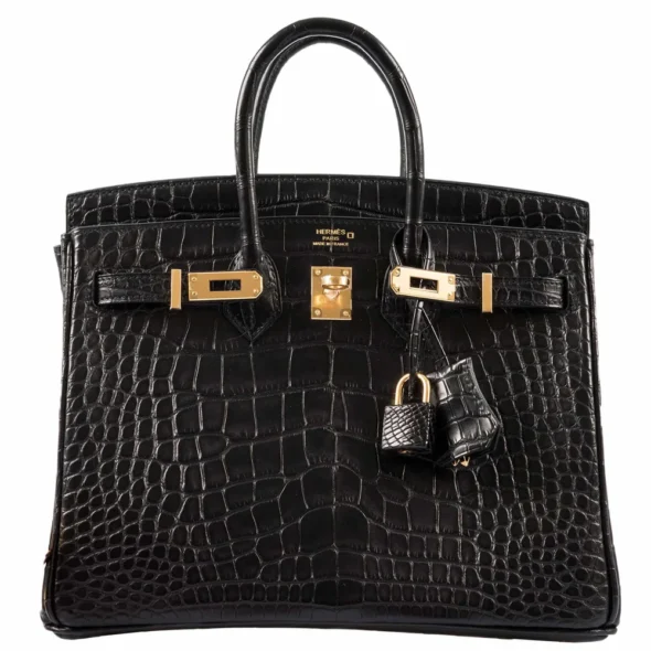 Hermès Dupe Birkin 25 Black Matte Alligator GHW - Exotic Creations
