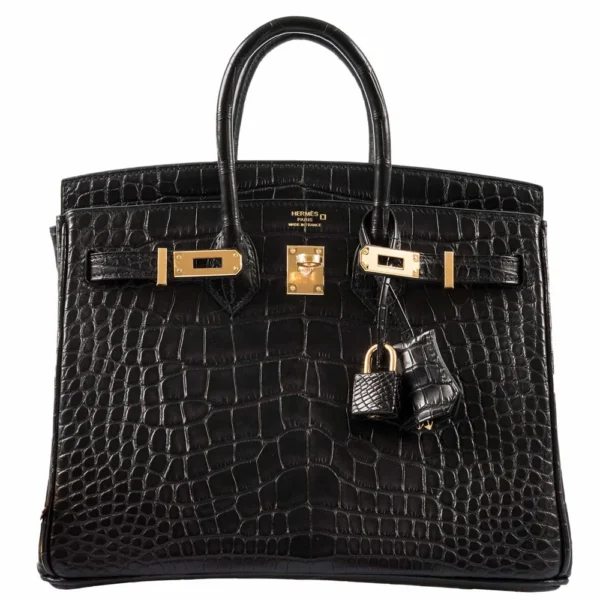 Hermès Dupe Birkin 25 Black Matte Alligator GHW - Exotic Creations