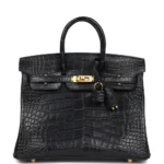 Hermès Dupe Birkin 25 Black Matte Alligator GHW | Exotic Creations