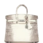 Hermès Dupe Birkin 25 Himalaya Niloticus Crocodile Diamond Encrusted PHW - Exotic Creations