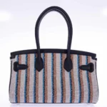 Hermès Dupe Birkin 29 Shoulder Light Black Evercolor & Embroidered Toile PHW - Exotic Creations Back