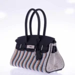 Hermès Dupe Birkin 29 Shoulder Light Black Evercolor & Embroidered Toile PHW - Exotic Creations Side2