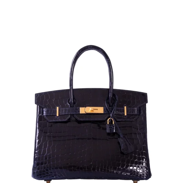 Hermès Dupe Birkin 30 Bleu Marine Shiny Niloticus Crocodile GHW - Exotic Creations