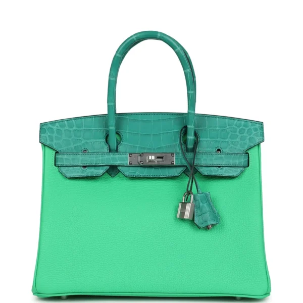 Hermès Dupe Birkin 30 Vert Comics Touch Togo Vert Jade Niloticus Crocodile PHW - Exotic Creations
