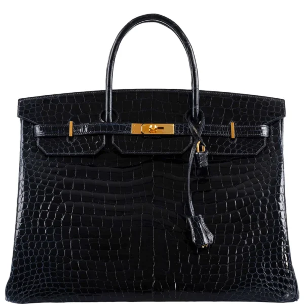 Hermès Dupe Birkin 40 Blue Nuit Porosus Crocodile GHW - Exotic Creations