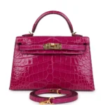 Hermès Dupe Kelly 20 Rose Scheherazade Shiny Alligator