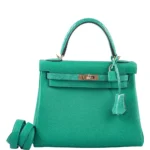 Hermès Dupe Kelly 25 Retourne Touch Menthe Togo & Lizard GHW - Exotic Creations