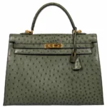 Hermès Dupe Kelly 35 Vert Olive Ostrich GHW - Exotic Creations