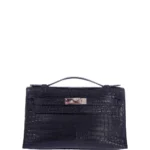Hermès Dupe Kelly Pochette Black Matte Niloticus Crocodile PHW - Exotic Creations
