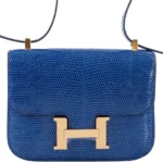 Hermès Dupe Micro Constance 14 Bleu Saphir Lizard GHW - Exotic Creations