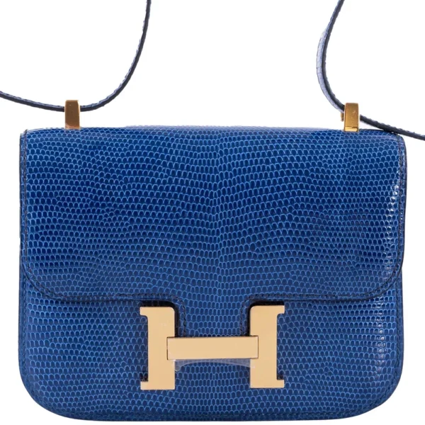 Hermès Dupe Micro Constance 14 Bleu Saphir Lizard GHW - Exotic Creations