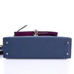 Hermès Dupe Mini Kelly 20 II Blue Brighton & Magnolia Chevre PHW - Exotic Creations Bottom