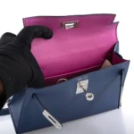 Hermès Dupe Mini Kelly 20 II Blue Brighton & Magnolia Chevre PHW - Exotic Creations Interior
