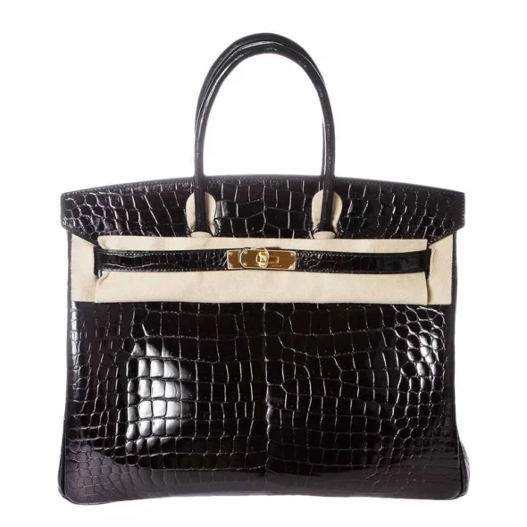 Hermès Dupe Porosus Crocodile Birkin 35 Black GHW - Exotic Creations