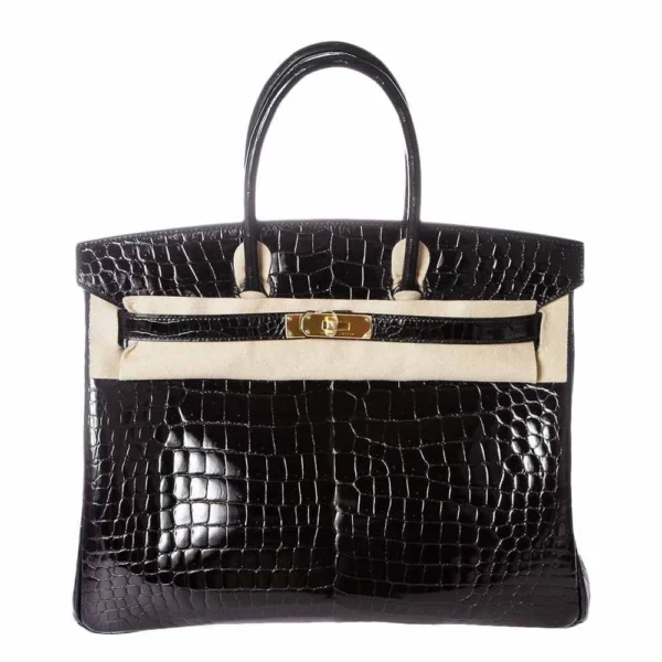 Hermès Dupe Porosus Crocodile Birkin 35 Black GHW - Exotic Creations