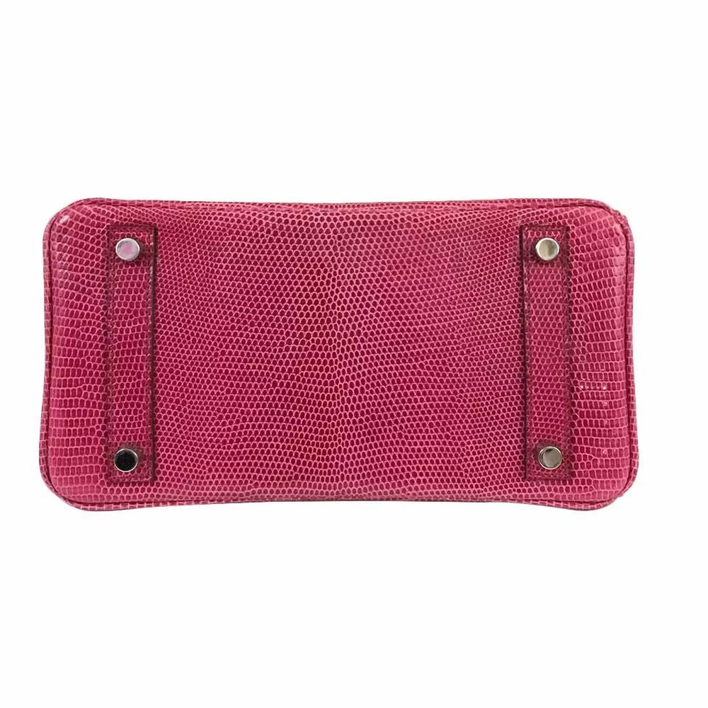 Hermès-Inspired Designer Dupes Birkin 25 Fuchsia Pink Lizard PHW - Exotic Creations Bottom