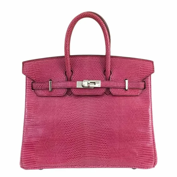 Hermès-Inspired Designer Dupes Birkin 25 Fuchsia Pink Lizard PHW - Exotic Creations