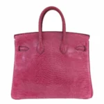 Hermès-Inspired Designer Dupes Birkin 25 Fuchsia Pink Lizard PHW - Exotic Creations back
