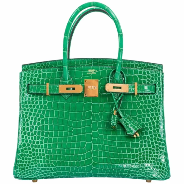 Hermès-Inspired Designer Dupes Birkin 30 Cactus Porosus Crocodile GHW - Exotic Creations