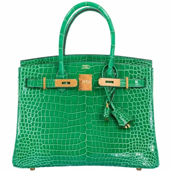 Hermès-Inspired Designer Dupes Birkin 30 Cactus Porosus Crocodile GHW - Exotic Creations