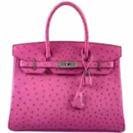 Hermès-Inspired Designer Dupes Birkin 30 Fuchsia Ostrich PHW - Exotic Creations