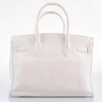 Hermès-Inspired Designer Dupes Birkin 30 White Swift PHW - Exotic Creations Back