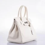 Hermès-Inspired Designer Dupes Birkin 30 White Swift PHW - Exotic Creations Side1
