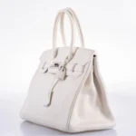 Hermès-Inspired Designer Dupes Birkin 30 White Swift PHW - Exotic Creations Side2