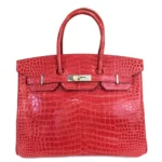Hermès-Inspired Designer Dupes Birkin 35 Bougainvillea Porosus Crocodile PHW - Exotic Creations