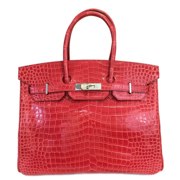 Hermès-Inspired Designer Dupes Birkin 35 Bougainvillea Porosus Crocodile PHW - Exotic Creations