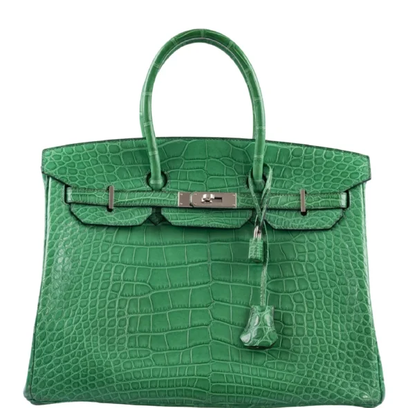 Hermès-Inspired Designer Dupes Birkin 35 Cactus Matte Alligator PHW - Exotic Creations