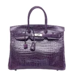 Hermès-Inspired Designer Dupes Birkin 35 Crocodile Amethyst PHW - Exotic Creations