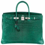 Hermès-Inspired Designer Dupes Birkin 40 Vert Emerald Porosus Crocodile PHW - Exotic Creations
