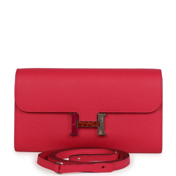 Hermès-Inspired Designer Dupes Constance Wallet To Go Rose Extreme Marquette Epsom PHW - Exotic Creations