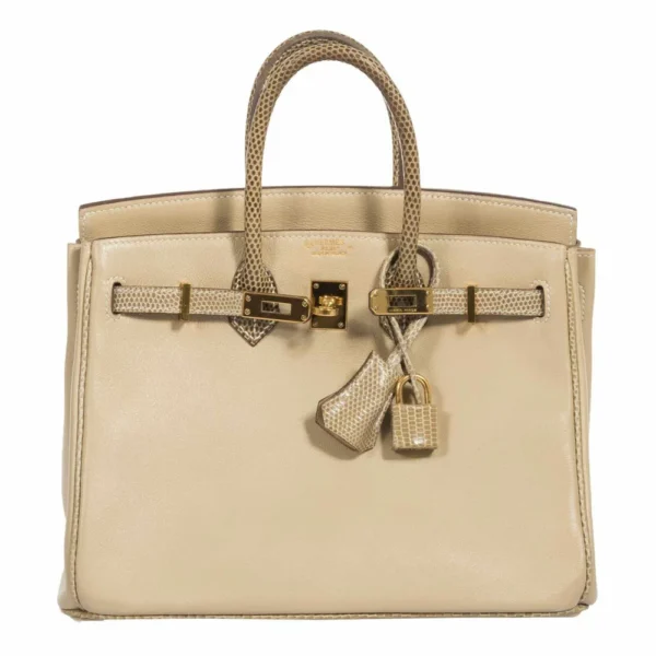 Hermès-Inspired Designer Dupes HSS Birkin 25 Argile Swift Ficelle Lizard GHW - Special Edition - Exotic Creations