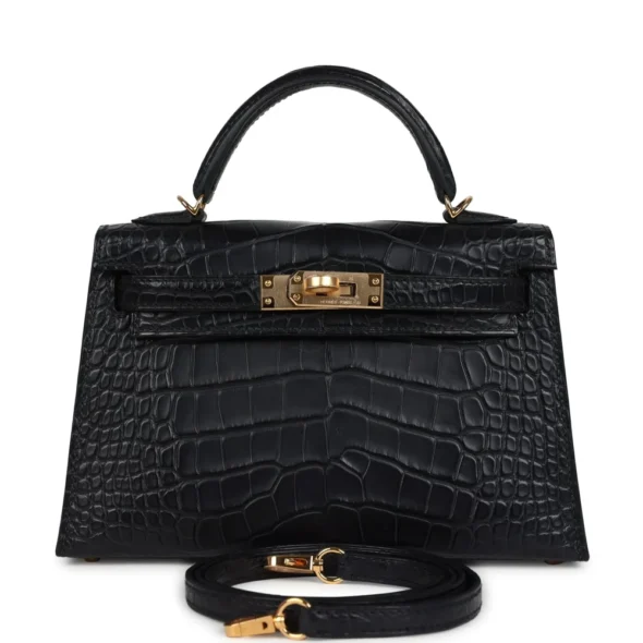 Kelly 20 Black Alligator Hermès Dupe | ExoticCreations.org